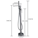 Freestanding Tub Mixer, Chrome Finish, with Hand Shower