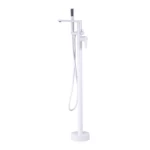 Floor-Mounted Bathtub Mixer, White matte Finish, with Hand Shower