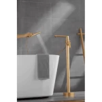 Standalone Bathtub Mixer, Golden Finish, with Hand Shower