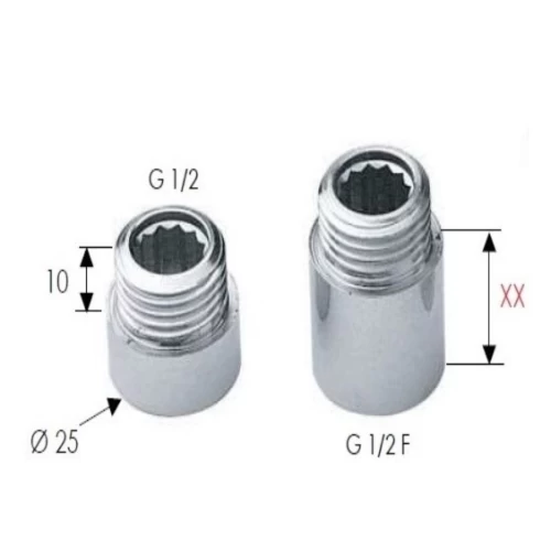 Metal Adapter, Male, 20 mm, Chrome Color Metal Adapter, Male, 20 mm, Chrome Color