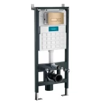 Internal flush system Toilet Tank, Mechanical Dual Flush, Golden Button, Wall Installation