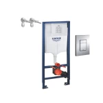 German Concealed Toilet Tank, Mechanical Dual Flush, Black push plate, Wall Installation