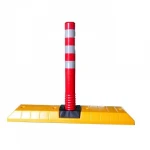 Reflective Safety Pole with Rubber Base, Length 100 cm, Orange/Yellow