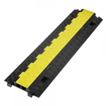 Plastic Industrial Speed Bump with 2 Cable Passages, Black and Yellow Color