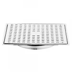 Square Floor Drain, Stainless Steel, Chrome, 15 × 15 cm,