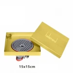Stainless Steel Drain, Golden Color, Size 15 × 15 cm, Helemend Brand