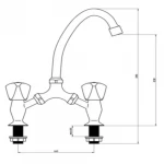 خلاط مطبخ أرضي نحاس بمقبضين، لون كروم