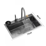 حوض مجلى طقم كامل خلاط نحاس، لون كروم