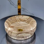 Two-layer circular basin, light marble, size 40x40 cm