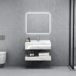 Artificial marble sink Glossy white with light 100cm