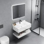Industrial marble sink Glossy white, size 100 cm