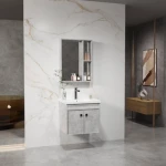 Fiberglass sink, light gray color, size 60 cm