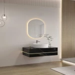 Industrial marble sink glossy black color