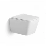 كرسي حمام معلق سيراميك، مربع، أبيض