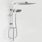 ماسورة دش مربع، لون كروم، تثبيت حائطي