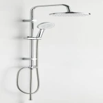 ماسورة دش دائري، لون كروم، تثبيت حائطي