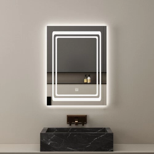 مراية إنارة 3 ألوان إضاءة ابعاد 80×60 سم، شكل مستطيل مراية إنارة 3 ألوان إضاءة ابعاد 80×60 سم، شكل مستطيل
