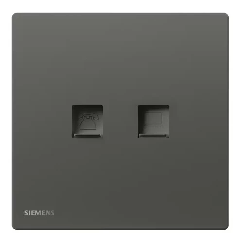 2 Gang RJ45 Internet/Data CAT6 Socket, Dark Silver, 86x86mm, Siemens (Delta Peleus) 2 Gang RJ45 Internet/Data CAT6 Socket, Dark Silver, 86x86mm, Siemens (Delta Peleus)
