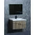 Brown Wood Sink with Cabinet, Size 80 cm, Elegant Look with LED Mirror