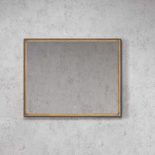 مراية ليد مقاس 70×95 سم، إطار خشبي ذهبي، شكل مستطيل مراية ليد مقاس 70×95 سم، إطار خشبي ذهبي، شكل مستطيل