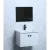 White Wood Bathroom Cabinet with Sink, Size 80 cm, Practical Design with LED Mirror