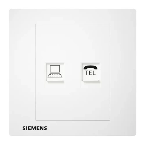 RJ11 Telephone +RJ45- Internet/Data -Cat6 Socket, White Color, Siemens (Delta Relfa) RJ11 Telephone +RJ45- Internet/Data -Cat6 Socket, White Color, Siemens (Delta Relfa)