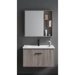 Light Wood Sink Cabinet with Mirror and Medicine Cabinet, Unique Design, 60 cm
