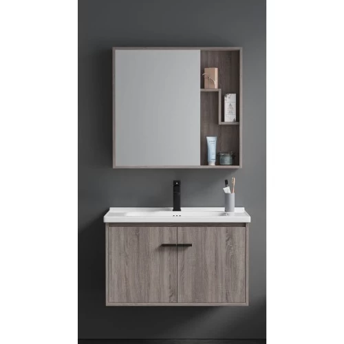 Light Wood Sink Cabinet with Mirror and Medicine Cabinet, Unique Design, 60 cm Light Wood Sink Cabinet with Mirror and Medicine Cabinet, Unique Design, 60 cm