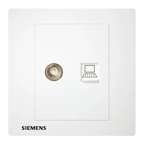 TV+RJ45 Internet/Data Cat6 Socket, White Color, Siemens (Delta Relfa) TV+RJ45 Internet/Data Cat6 Socket, White Color, Siemens (Delta Relfa)