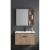 Bathroom Vanity with Sink and Light Wood Cabinet, Unique Design, 80 cm, with Mirror and Medicine Cabinet