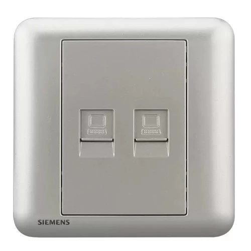 2 Gang RJ11 Telephone Socket, Dark Silver, 86x86mm, Siemens (Delta Seata) 2 Gang RJ11 Telephone Socket, Dark Silver, 86x86mm, Siemens (Delta Seata)