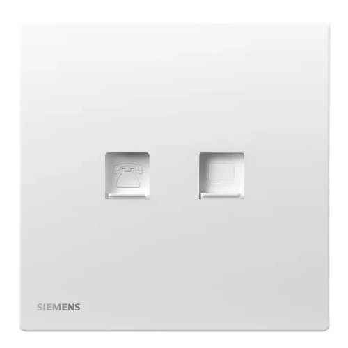 2 Gang RJ11 Telephone Socket, White, 86x86mm, Siemens (Delta Peleus)