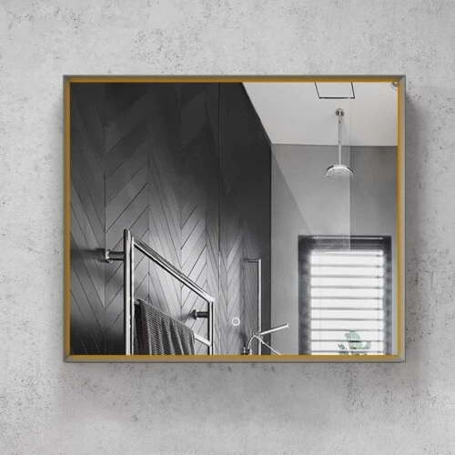 LED Mirror Size 95×70 cm, Wooden Frame black, Rectangular Shape LED Mirror Size 95×70 cm, Wooden Frame black, Rectangular Shape