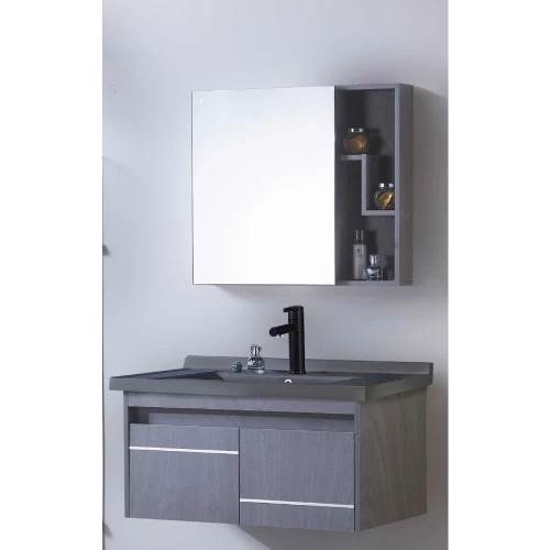 Rectangular Dark Grey Wooden Bathroom Sink, 60 × 46 cm Rectangular Dark Grey Wooden Bathroom Sink, 60 × 46 cm