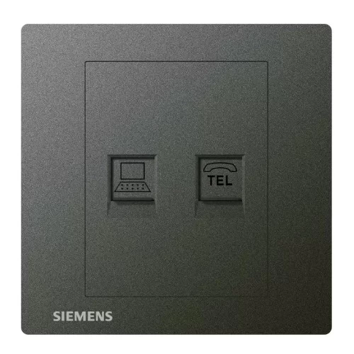 RJ11 Telephone +RJ45- Internet/Data -Cat6 Socket, Dark Gray Color, Siemens (Delta Relfa) RJ11 Telephone +RJ45- Internet/Data -Cat6 Socket, Dark Gray Color, Siemens (Delta Relfa)