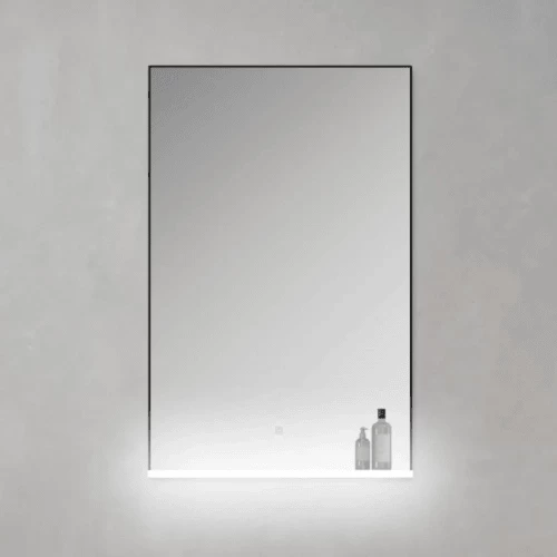 Rectangular Shape Illuminated Mirror, Black Aluminum Frame, Size 60 × 80 cm Rectangular Shape Illuminated Mirror, Black Aluminum Frame, Size 60 × 80 cm