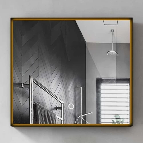 LED Mirror Size 95×70 cm, Wooden Frame White, Rectangular Shape LED Mirror Size 95×70 cm, Wooden Frame White, Rectangular Shape