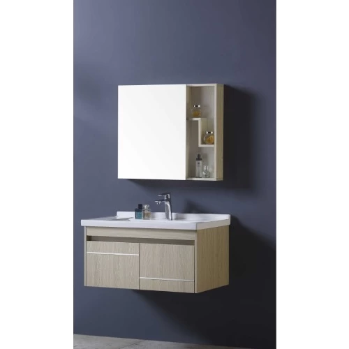 Light Wood Sink with Cabinet, Simple Design, Size 80 cm, with Mirror and Medicine Cabinet Light Wood Sink with Cabinet, Simple Design, Size 80 cm, with Mirror and Medicine Cabinet