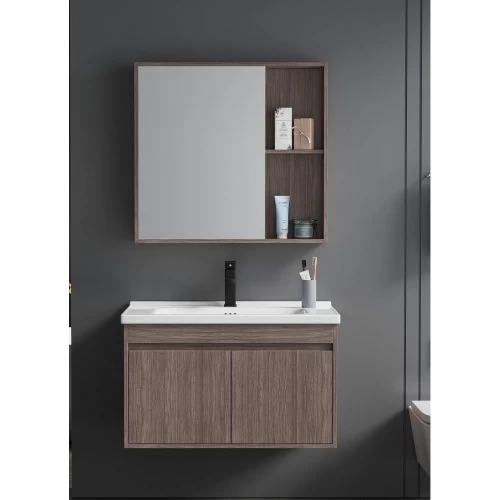 Light Wood Sink Cabinet, Modern Design, Light Wood Color, Width 60 cm, with Mirror and Medicine Cabinet Light Wood Sink Cabinet, Modern Design, Light Wood Color, Width 60 cm, with Mirror and Medicine Cabinet